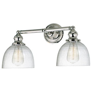 Central Park 2-Light Vida Bath Sconce, Polished Nickel With Bubble Glass