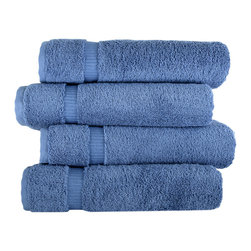 ROYAL TURKISH TOWEL - Villa Collection 4 Pc Bath Towel Set - 27x54 inches , Blue - Bath Towels