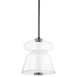 Hudson Valley Lighting - Palermo Small 1-Light Pendant Black Nickel - A little bit modern, a little bit classic, Palermo's got it all. An LED tube light is surrounded by smooth pieces of stacked clear glass. Like sculptures suspended from the ceiling, these pendant lights add style and spark conversation.