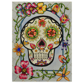Charlsie Kelly 'Dia De Los Muerton Con Flores' Canvas Art, 14"x19"