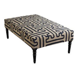 Ara Hand Woven Wool / Wooden Frame Ottoman FL-1011 - Footstools And Ottomans