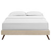 Loryn Full Upholstered Fabric Bed Frame With Round Splayed Legs, Beige