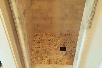 Bathroom - stone tile marble floor bathroom idea in Miami