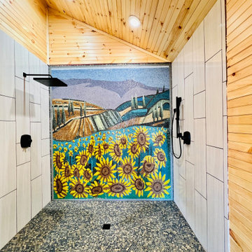 Sunflower Field Van Gogh Reproduction - Glass Mosaic Art