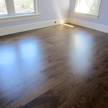 AMAGANSETT: 10" COUNTRY GRADE WHITE OAK INSTALLED, FINISHED W EBONY/ESPRESSO MIX