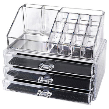 OnDisplay Cosmetic Makeup and Jewelry Storage Case Display - 3 Drawer Tiered De