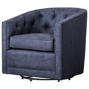 blue fabric swivel chair