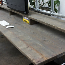 Ethan Reclaimed Scaffolding Desk with Built In Storage, Monitor Mount & Storage - Desks & Writing Bureaus