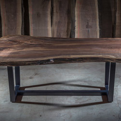 Single Slab Black Walnut Dining Table - Dining Tables