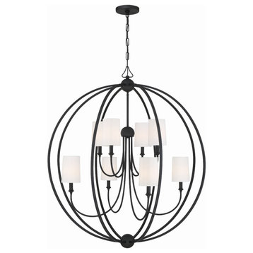 Crystorama 2246-BF 8 Light Chandelier in Black Forged with Silk