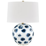 Hudson Valley Lighting - Blue Point 1 Light Table Lamp, White/Blue Dots Finish, White Belgian Linen Shade - Features: