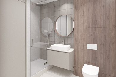 Warmes, minimalistisches Badezimmer, Breslau