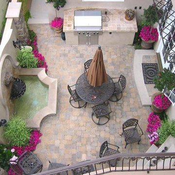Patio with a pop of color