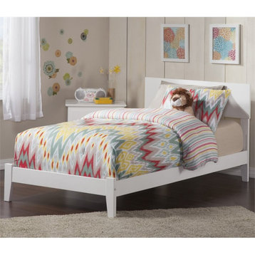 AFI Orlando Twin XL Solid Wood Bed with USB Charging Station in White