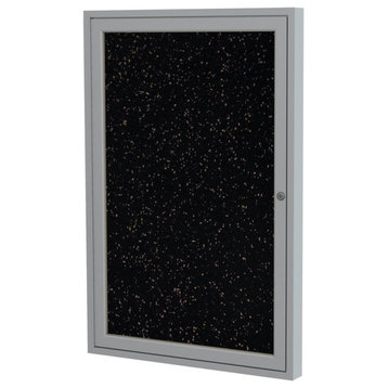 Ghent's 36" x 24" 1 Door Enclosed Rubber Bulletin Board in Speckled Tan