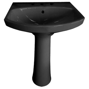 Kohler Cimarron Black Black Pedestal Bathroom Sink, Vitreous China - K-2362-8-7
