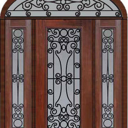 Prehung Sidelights-Transom Door 80 Fiberglass Genoa Full Lite - Front Doors