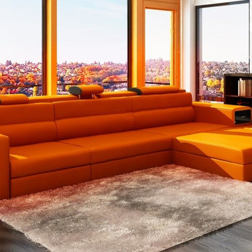 Modern Leather Sectional Sofa with Chaise