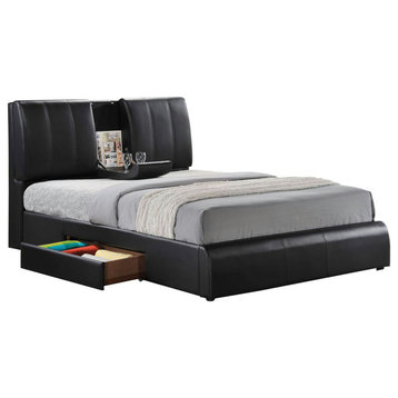 ACM-21266EK, ACME Kofi Eastern King Bed With Storage, Black PU