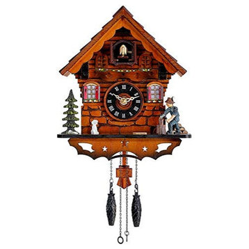 Traditional Black Forest Clock with Antique Wooden Pendulum