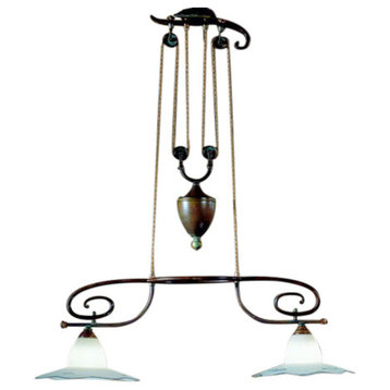 Country Line 1830 Pendant, Satin White and Brick Red, Verdigris and Rust