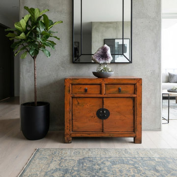 Distressed Vintage Style Weathered Orange Drawers Credenza Cabinet ws4995