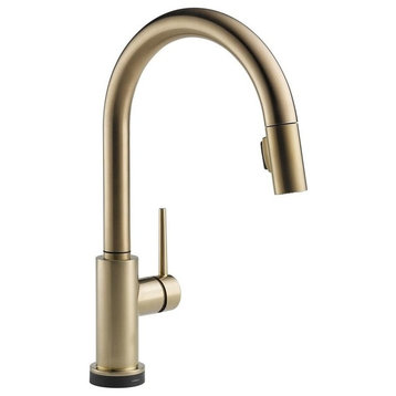 Delta Trinsic Pull-Down Kitchen Faucet with Touch2O Technology, Champagne Bronze