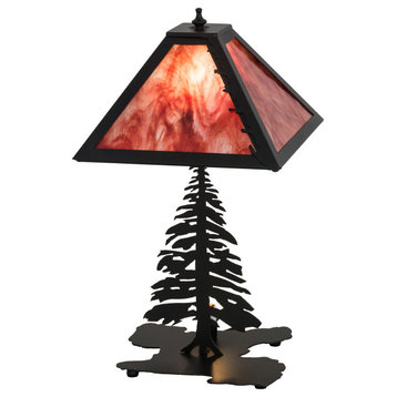 21 High Leaf Edge Tall Pines W/Lighted Base Table Lamp