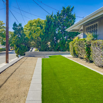 Front yard Remodel with Pavers, Walls, Artificial Grass, Planters & More