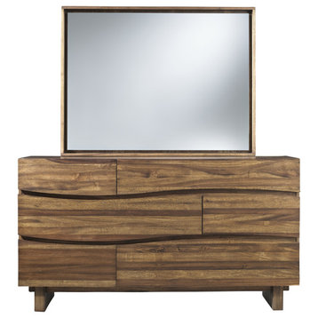 Oasis Modern Dresser & Mirror in Natural Wood