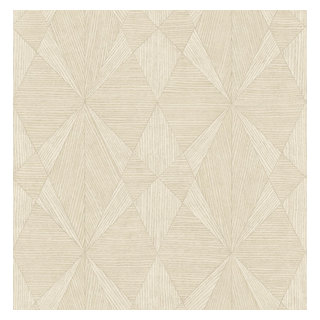 Intrinsic Cream Geometric Wood Wallpaper, Sample - Contemporary ...