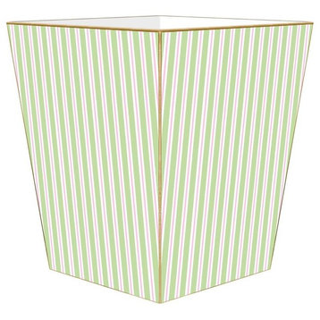 Green and Pink Stripe Wastepaper Basket
