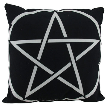 Black and White Pentacle Symbol 18 Inch Indoor / Outdoor Throw Pillow