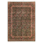 Bareens Designer Rugs - Gulshan Pak Persian Kathryne Green/Gold Wool Rug 8'1'' x 10'3'' - Designed with mesmerizing intricacy and gorgeous color palette, this hand-knotted masterpiece demonstrates the beauty and electrifying thrill of Pak Persian art. These meticulously hand-knotted Pak-Persian rug is made with pure wool and features breathtaking traditional, transitional, and tribal designs in bold luxurious color pallets. Known for their intricate designs these rugs are a reproduction of Persian rugs, made in Pakistan with unique Mughal designs. Made by master weavers using the same Persian texture, design and dying technique, we wanted to produce the most significant manifestation of Persian art, life, and culture. This rug is most famous for its exceptional quality, incredible designs, patterns, and vibrant rich color. Pak-Persian rugs made with Persian weave with high knot counts, which enables the high intricacy and detail found in the patterns are also referred to as "State of art", each color adds a rich beautiful detail in the artwork of this rug. The design, color, and beautiful chromatic composition with a vibrant sheen with intricate designs, exude beauty, elegance, and quality make this rug a masterpiece of its own.