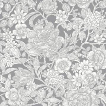 Hedgerow Grey Floral Trails Wallpaper Bolt
