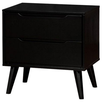 Furniture of America Belkor Mid-Century Modern Wood 2-Drawer Nightstand in Black