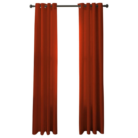 Pointehaven Curtains With Black Grommets, Set Of 2, Orange, 50"x 96"