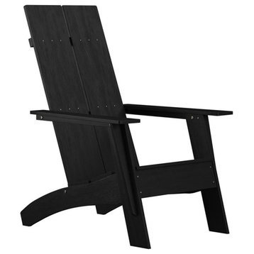 Flash Furniture Sawyer Dual Slat Back Resin Adirondack Patio Chair in Black
