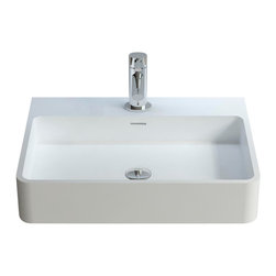 ADM Bathroom Design - ADM Rectangular Wall Mounted Countertop Sink, White, 24", Glossy White - Bathroom Sinks