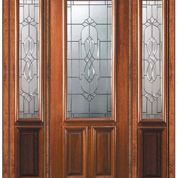 Prehung Sidelites Door 96 Wood Mahogany Kensington 2/3 Lite Glass - Front Doors