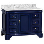 Kitchen Bath Collection - Katherine 48" Bath Vanity, Royal Blue, Carrara Marble - The Katherine: class and elegance without compare.