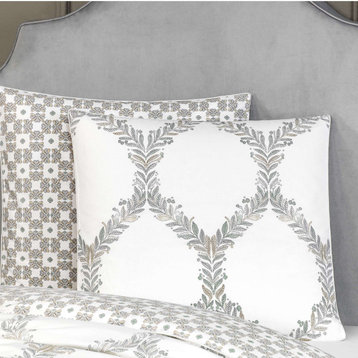Chloe White Pillowcase Standard White and Gray