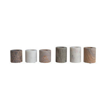 Modern Marble Taper Candle Holders, Set of 6, 2 Sizes, 3 Colors