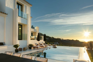 Inspiration for a large modern backyard rectangular lap pool remodel in San Francisco
