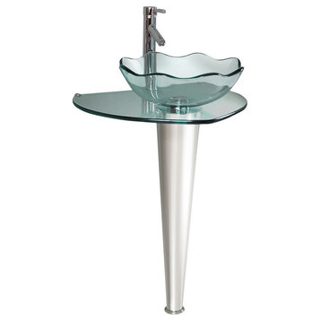 Netto 24" Modern Glass Bathroom Pedistal With Countertop