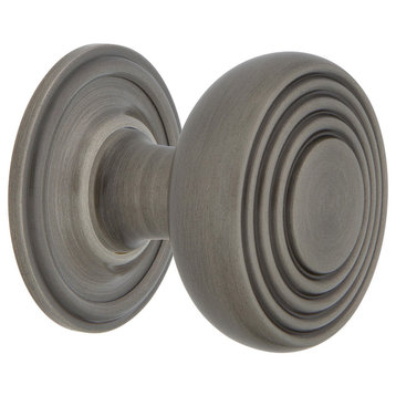 Deco Brass 1 3/8" Cabinet Knob With Classic Rose, Antique Pewter