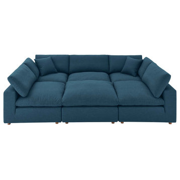 Modular Sectional Deep Sofa Set, Azure Navy Blue, Fabric, Modern, Hospitality