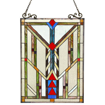 Vanderleck Tiffany-Glass Window Panel 17.5"x25"