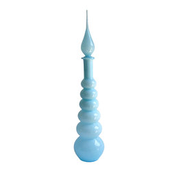 CASED QUILTED OPTIC PATTERN POWDER BLUE EMPOLI DECANTER - Vases