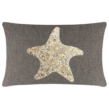 Sparkles Home Shell Starfish Pillow - 14x20" - Brown
